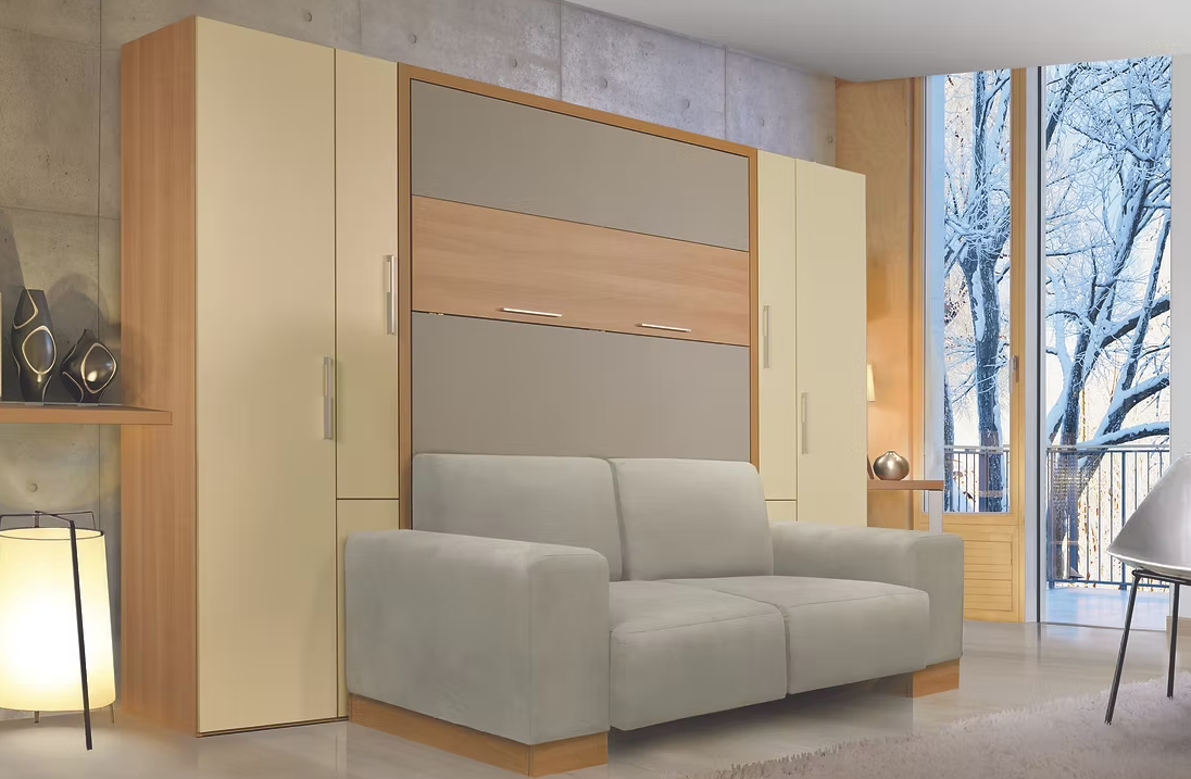 lit escamotable ketiam arlitec pullman canape armoire gris